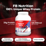 FB Nutrition 100% Unique Whey Protein, Powerful body building unisex supplement that provides max strength & size