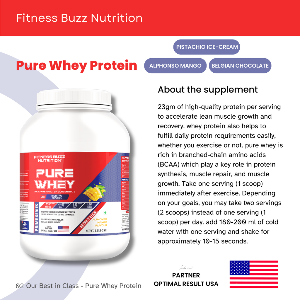 FITNESS BUZZ NUTRITION PURE WHEY 2KG (ALPHONSO MANGO )